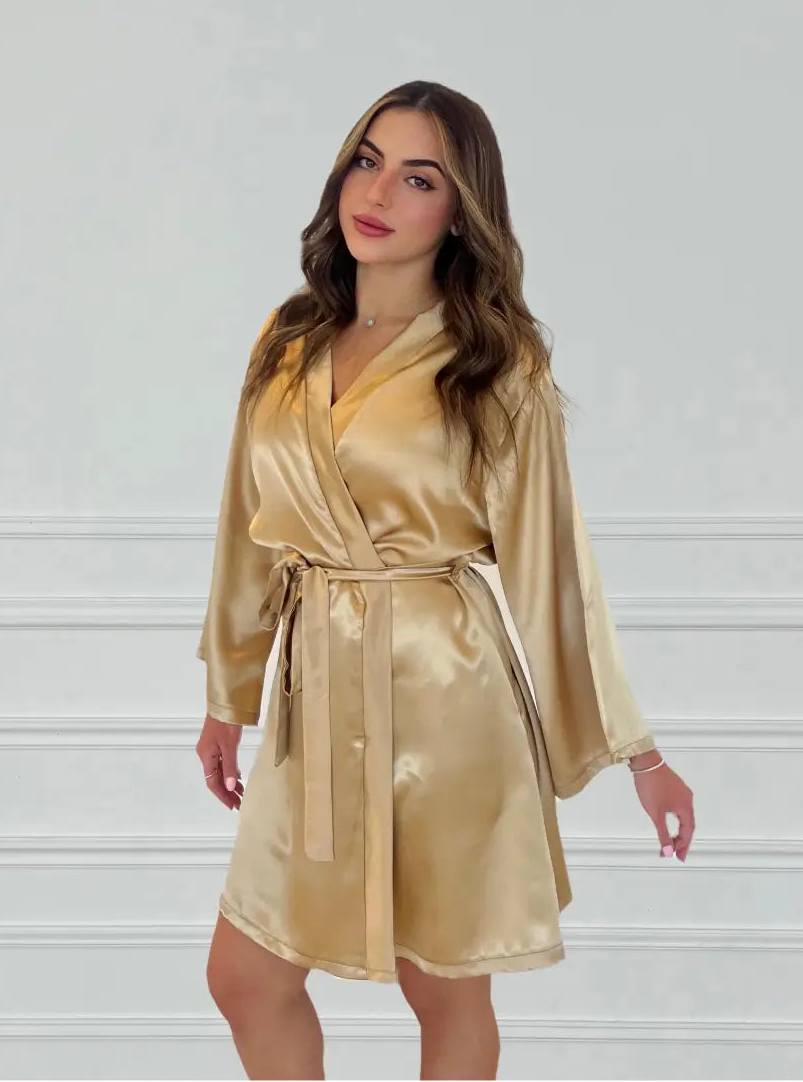 The Bronze Gold Satin Robe