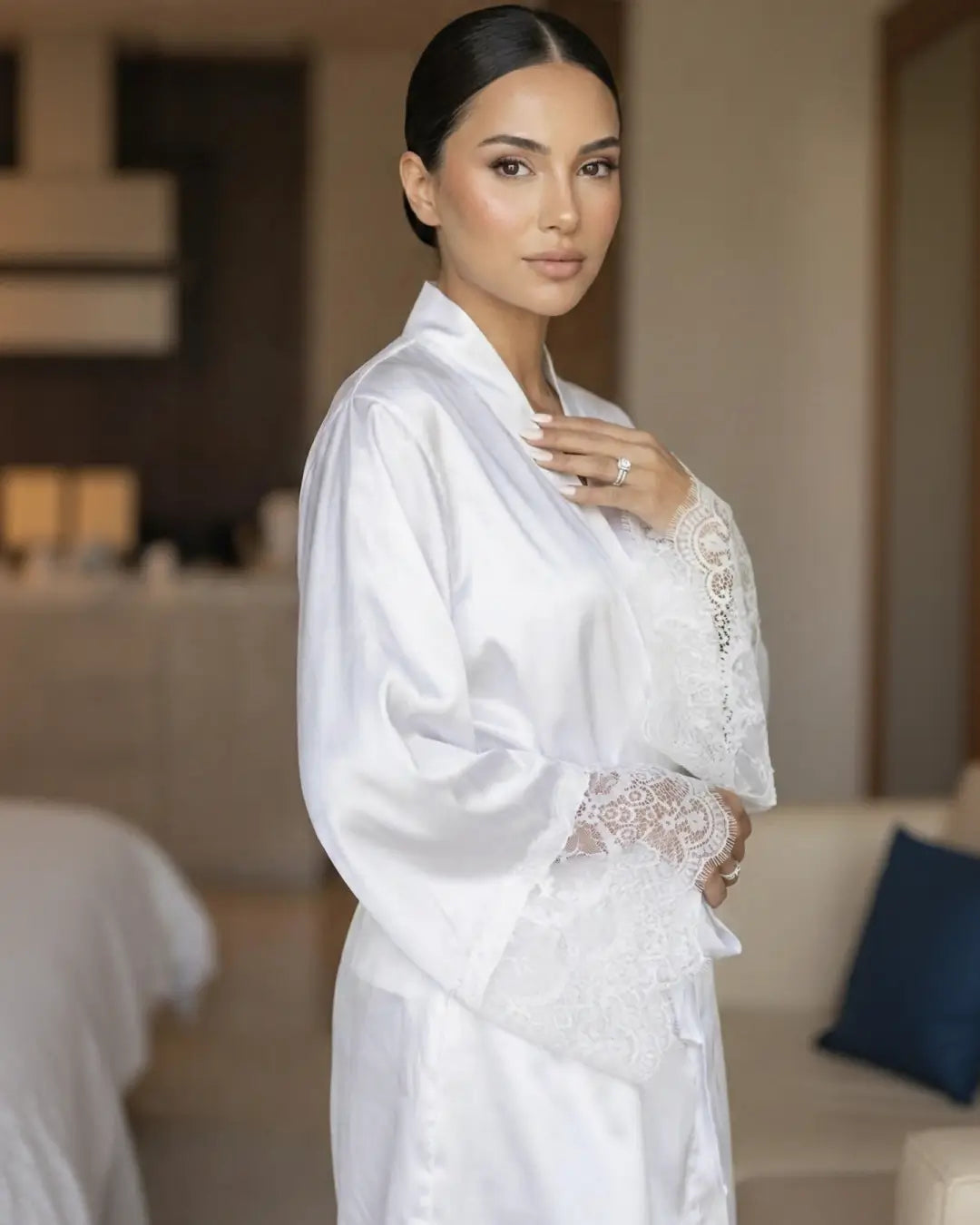 The Dentelle Satin Robe