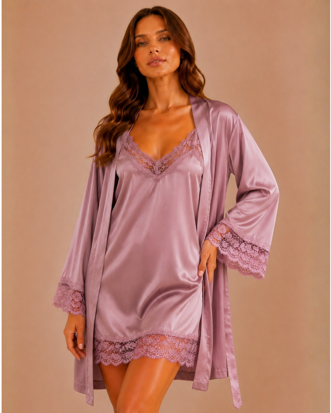 The Rose Gold Lace Robe