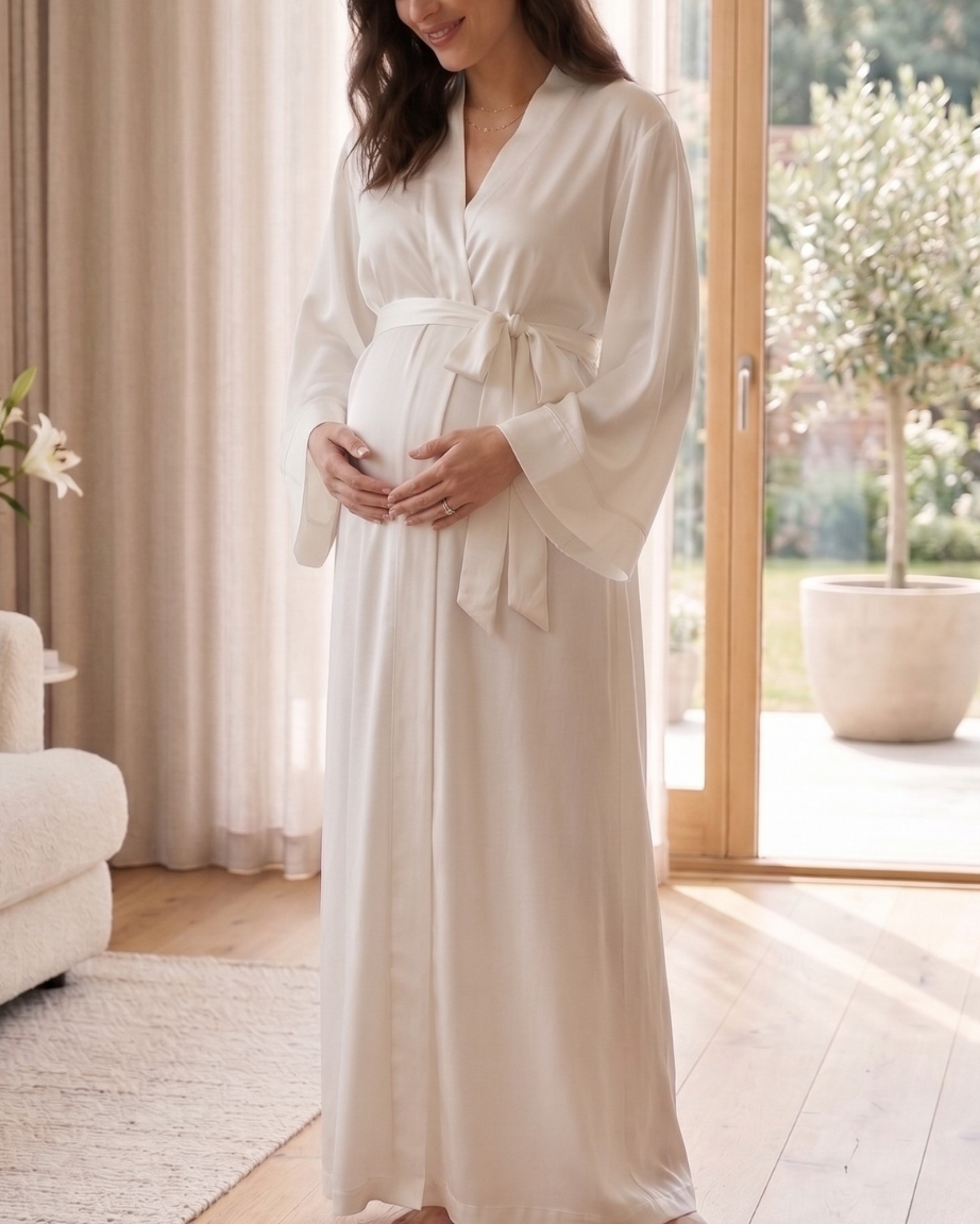 Pure White Long Kimono | Maternity & Postpartum