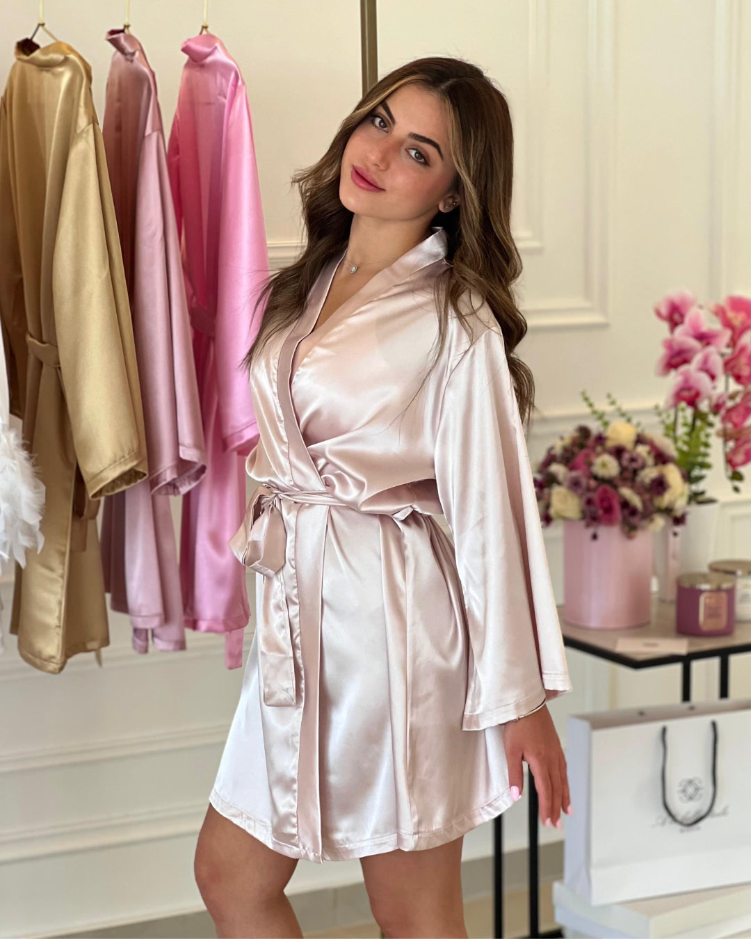 The Pearly Pink Satin Robe