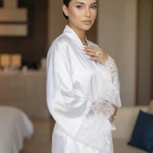 The Dentelle Satin Robe