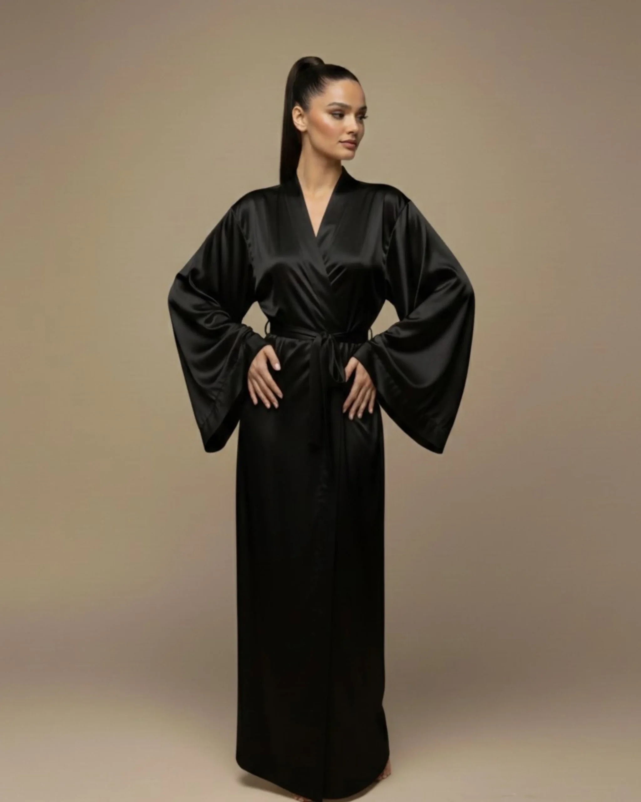 The Black Long Kimono